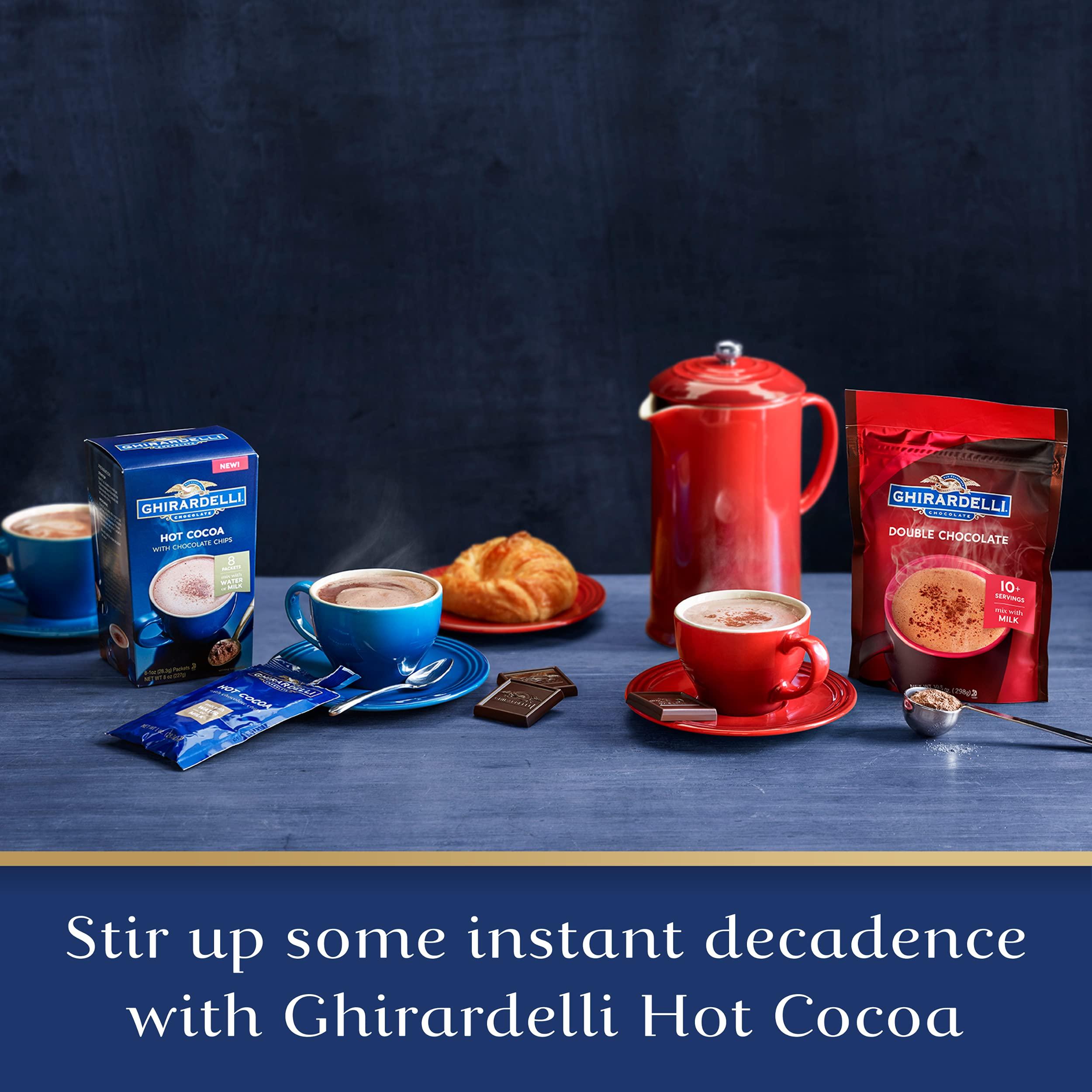 By The Cup Ghirardelli Double Chocolate Hot Cocoa Mix, 0.85 oz Packets (Pack of 25) with Cocoa Scoop