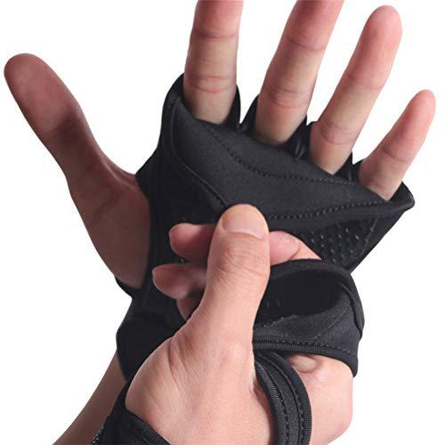 N-A Cross Training Gloves Non-Slip Palm Silicone Weight Lifting Glove to Avoid Calluses Perfect for WODs & Weightlifting with Wrist Wrap Support, Ideal for Both Men & Women Black