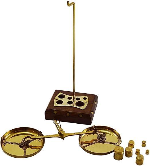 Generic Vintage Weighing Machine with Weight Capacity of 50 Grams (6.5 * 3 * 7.5 inch) Small Brass Weight Scale Brass 50 Grams Tarazu/Vintage Old Traditional Goldsmith Weight Mechanical