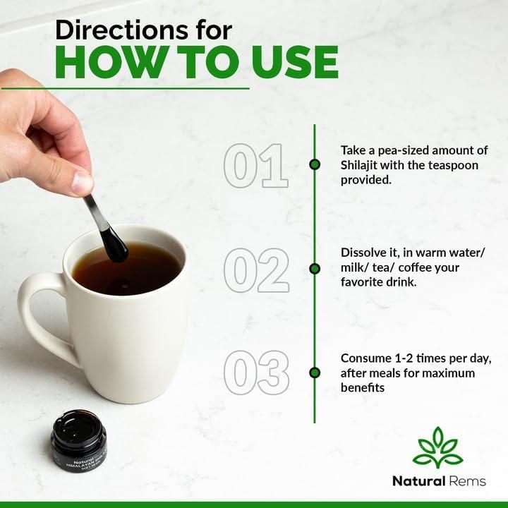 Natural Rems Natural Rems Organic Shilajit - Shilajit Pure Himalayan Organic - Pure Shilajit Fulvic Acid Supplement - Shilajit Energy and Focus Supplement - Holistic Health Supplements