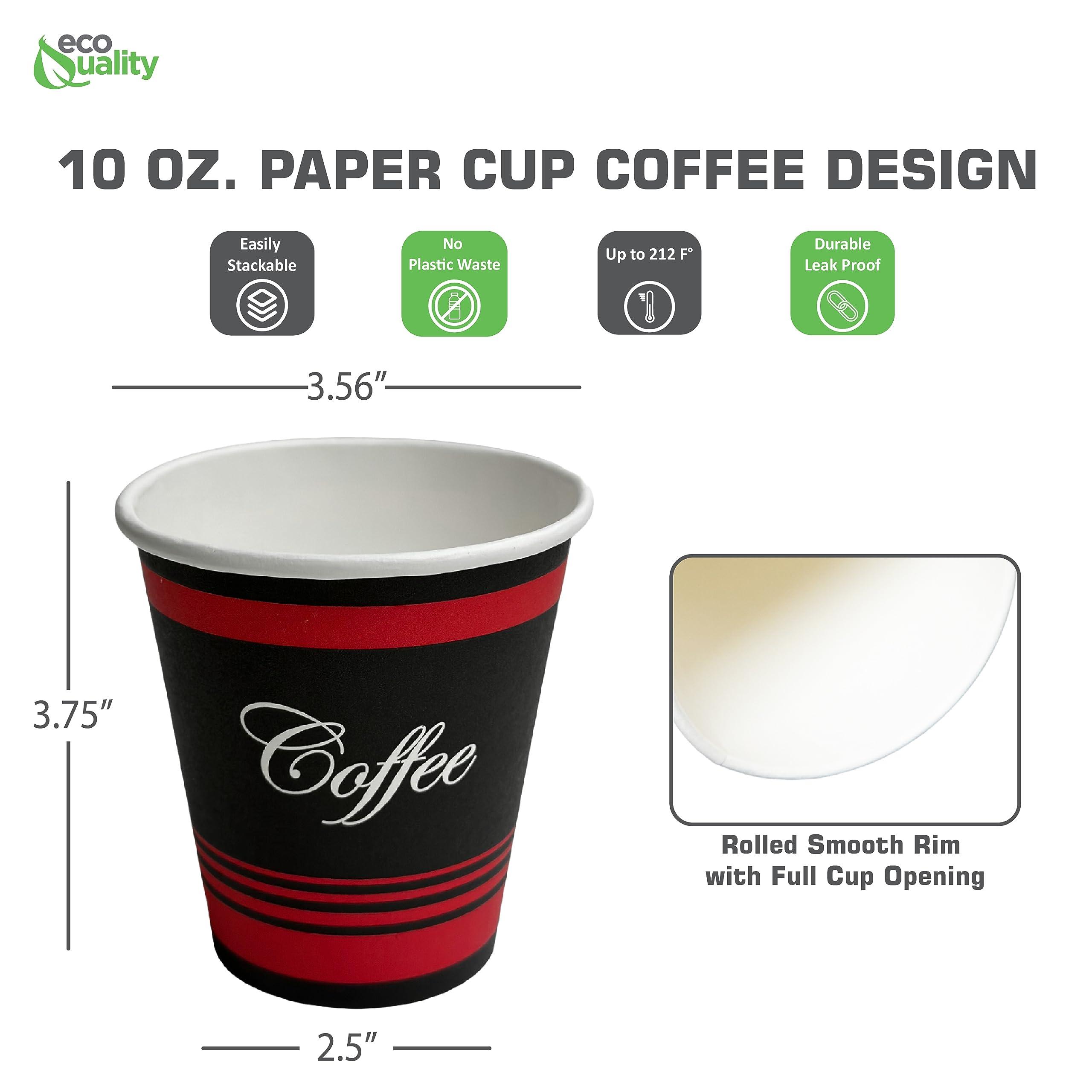 EcoQuality [1000 PACK] 10oz Classic Durable Disposable Paper Coffee Hot Cups For Hot/Cold Drink, Coffee, Tea, Cocoa, Travel, Office, Home, Cider, Hot Chocolate, To go, by EcoQuality (10 ounce - 1000 Count Cups)