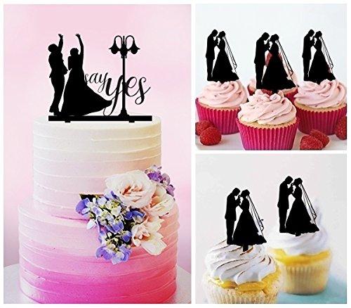 jjphonecase TC0205 Say Yes Marry Party Wedding Birthday Acrylic Cake Topper Cupcake Toppers Decor Set 11 pcs