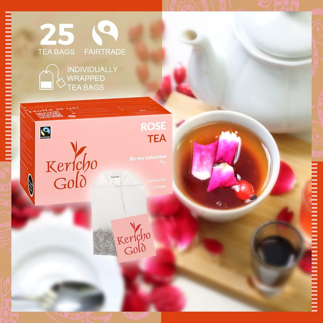 Kericho Gold Kericho Gold "Be my Valentine” Rose Tea Bags - Black Tea Base - Flavorful Taste - Rich in Anti-Oxidants - No Artificial Flavoring -Attitude Teas (1) (1 Pack)