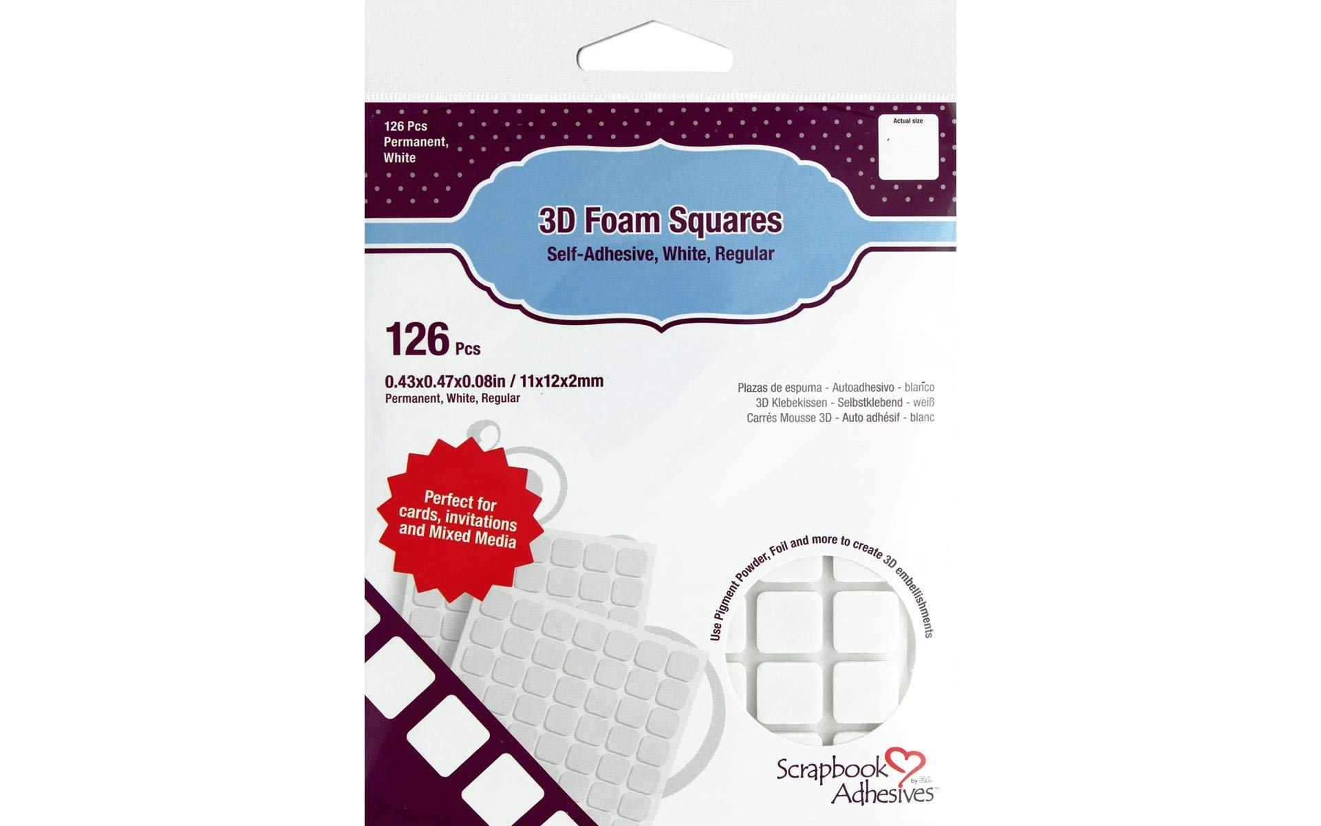 HomeHobby by 3L Scrapbook Adhesives 3D Self-Adhesive Foam Squares 126/Pkg-White .5inX.5in