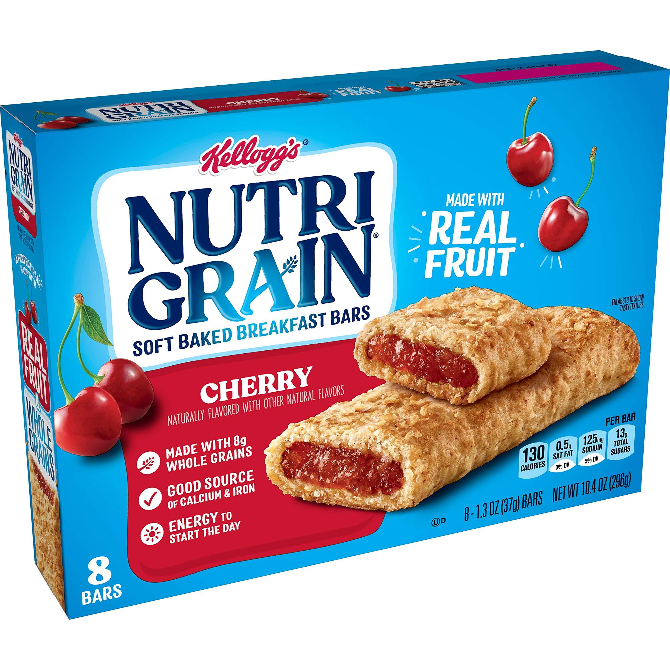 Nutri Grain Kellogg's Nutri-Grain, Soft Baked Breakfast Bars, Cherry, Made with Whole Grain, 10.4 oz (8 Count)