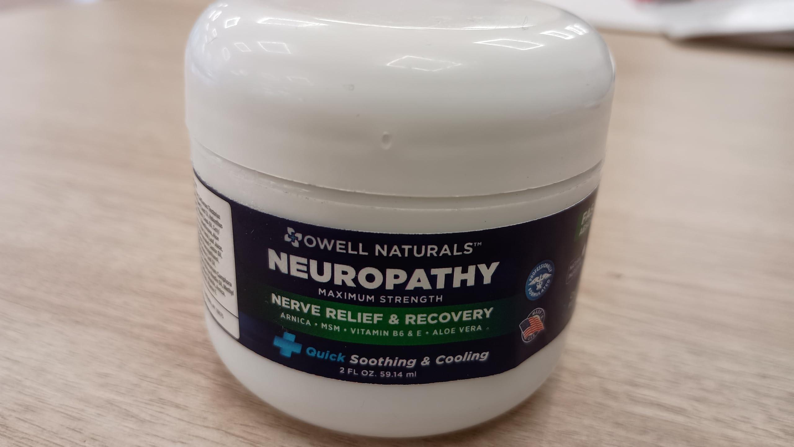 OWELL NATURALS Owell Naturals Neuropathy Nerve Relief Cream 4 Fl Oz (Pack of 1) Maximum Strength, Non Greasy, All Natural for Feet, Hands, Legs & Toes Discomfort, Made in USA