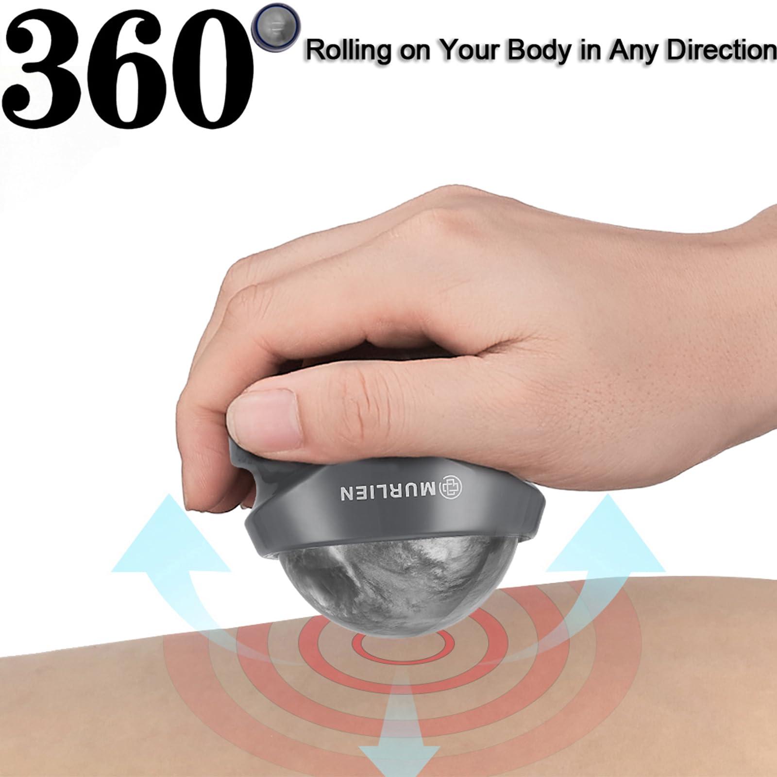 MURLIEN MURLIEN Massage Roller Ball, Tight and Sore Muscles Relief, Manual Massager, Alleviating Shoulder, Arms, Back, Legs, Calves or Muscle Tension - Gray