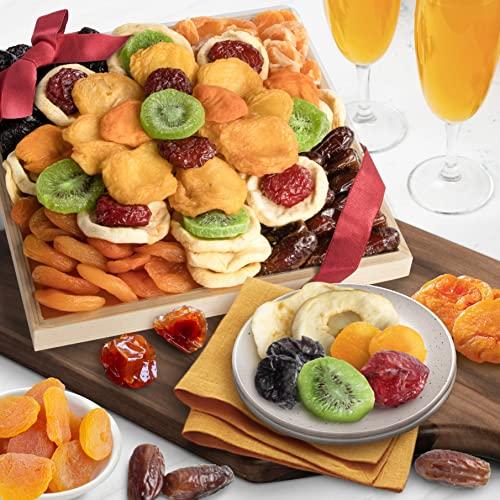 A Gift Inside A Gift Inside Sweet Bloom Dried Fruit Deluxe Tray Basket Arrangement for Holiday Birthday Healthy Snack Business Kosher