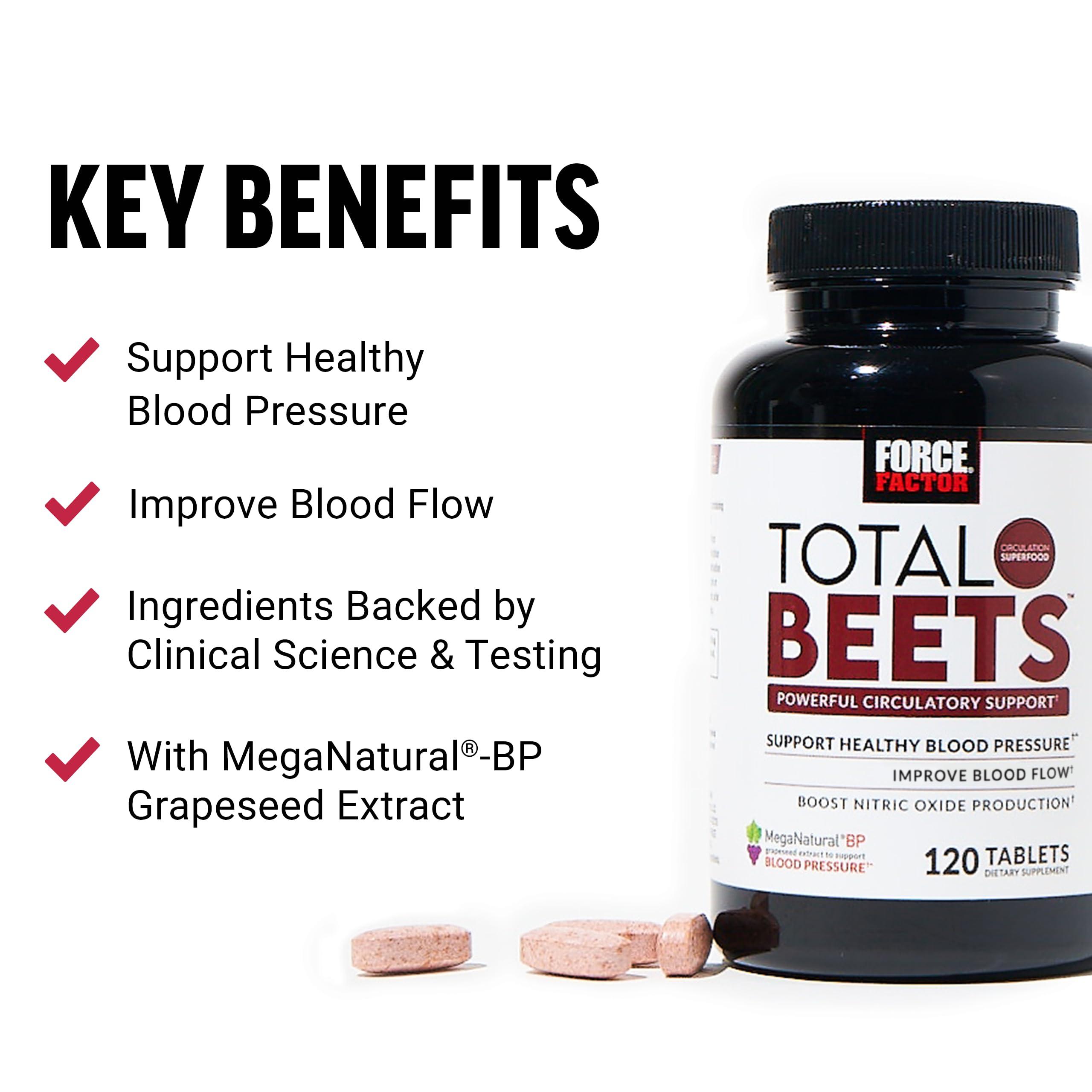 Force Factor Force Factor Blood Pressure & Total Beets Chews Nitric Oxide Cardiovascular Support Grapeseed Antioxidants 120 Count & 60 Chews