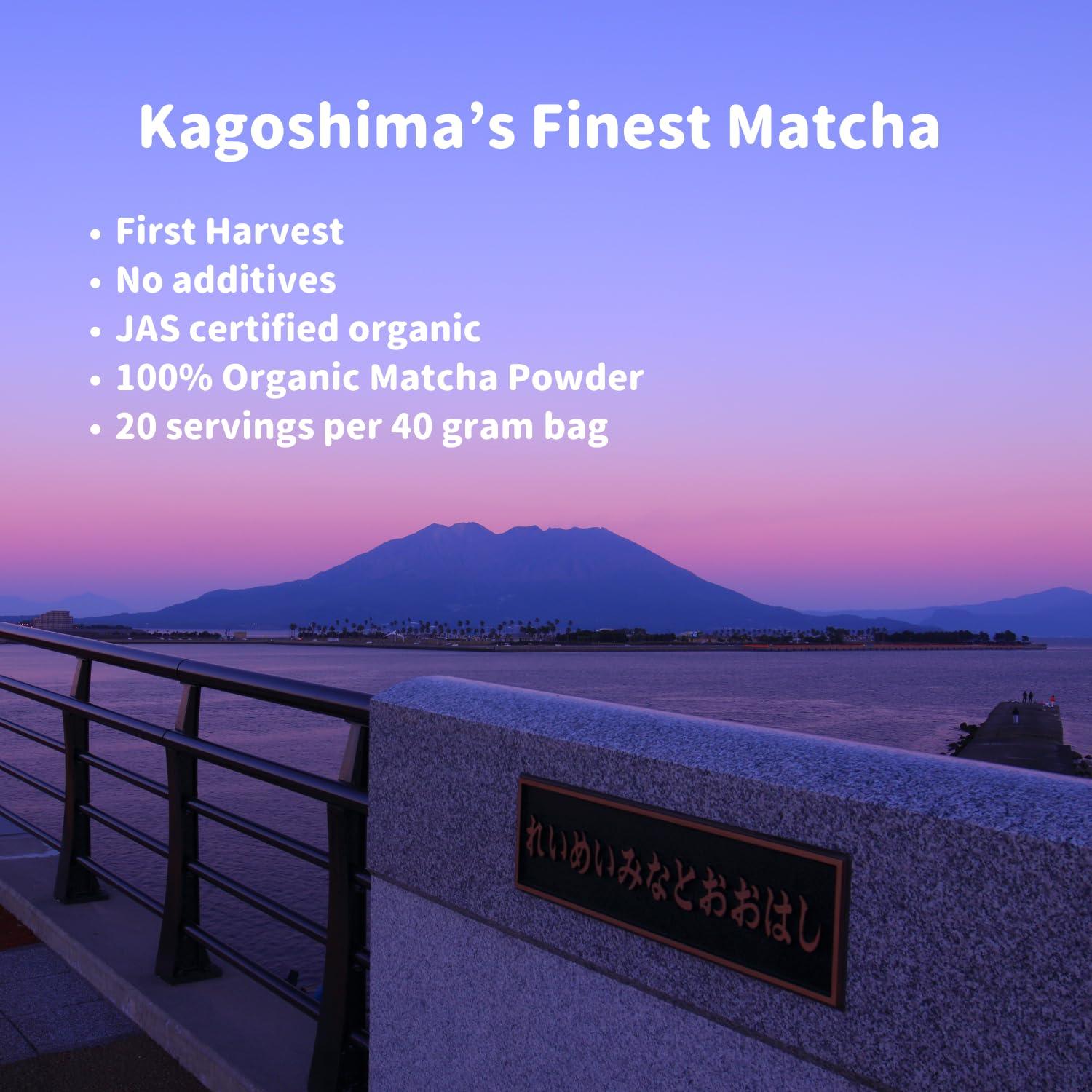 all day i eat like a shark Kagoshima\'s Finest Organic Ceremonial Matcha - JAS Certified, Non-GMO, No-additives, Authentic Japanese Origin, 100% Pure Premium matcha powder, 10 gram travel size bag (10 gram travel size bag)