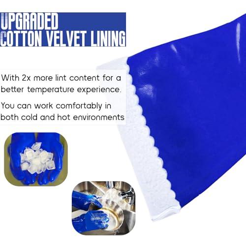Generic 2 Pairs Rubber Gloves with Cotton lining, Non-Slip Household Cleaning Gloves, Reusable dishwashing gloves, winter work gloves (2 Pairs Blue upgrade gloves)