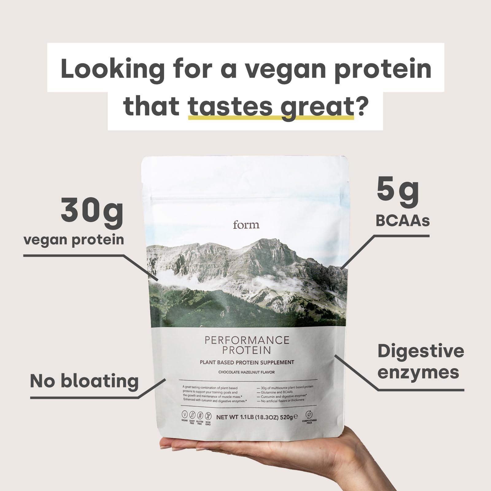 Form Form Performance Protein - Vegan Protein Powder - 30g of Plant Based Protein per Serving, with BCAAs. Perfect Post Workout. Tastes Great with Just Water! (Chocolate Peanut)