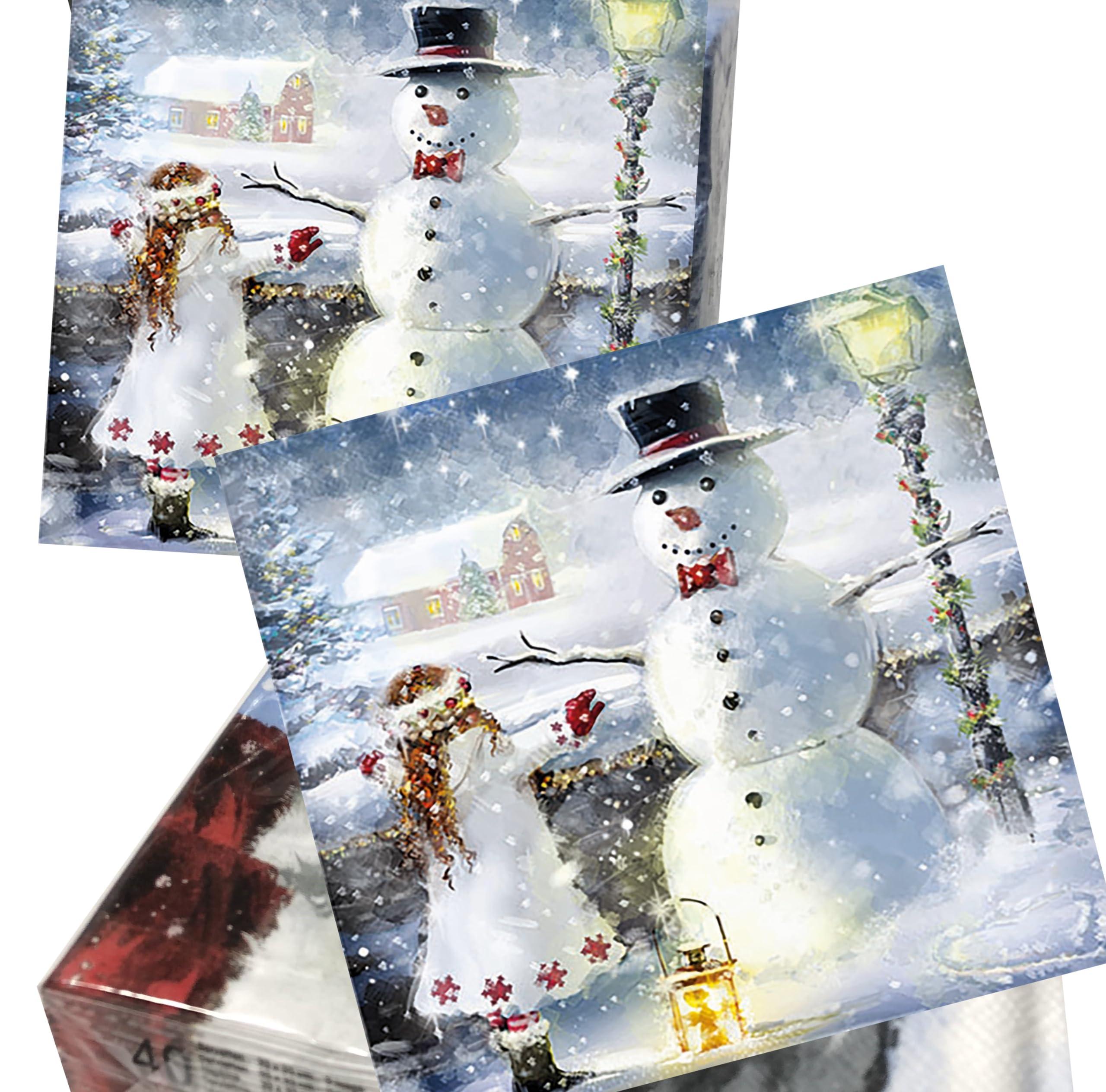 Generic 20-ct 13x13 Christmas Napkins for Decoupage Snowman Napkins Christmas Paper Napkins Christmas Napkins Paper Beautiful Winter Napkins Christmas Cocktail Napkins for Kids Embrace Cute Girl Napkins