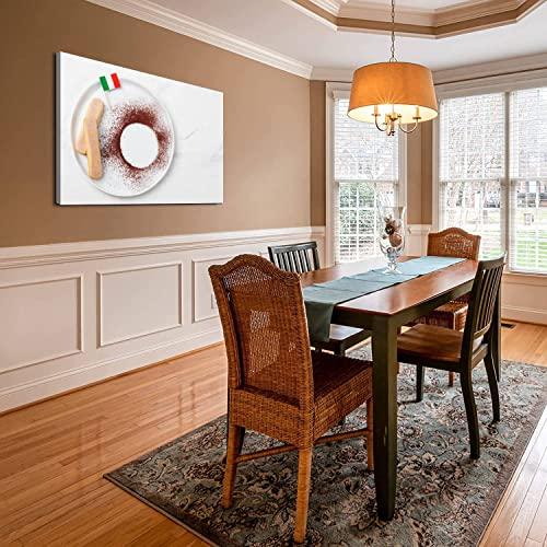 Skipvelo Skipvelo Canvas Wall Art Prints Ingredients for tiramisu dessert with savoiardi cookies cocoa powder Paintings Poster Artwork Home Decor Ready to Hang for Living Room Bedroom Dining Room 20 x 30 inch