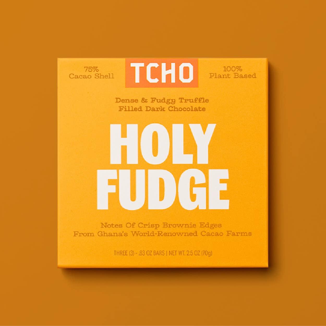 TCHO TCHO Holy Fudge Dark Chocolate Bars (3 pack) | Single Origin, Plant Based, Organic & Fair Trade, | Non GMO, Non-Dairy, Vegan, Soy Free (2.5oz each)