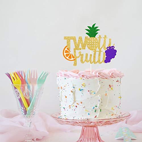 PANHUI Twotti Frutti Cake Topper ,Summer Fruit 2nd Birthday Cake Decor, Two Years Old Kids Second Birthday Fruity Tutti Theme Party Derocation