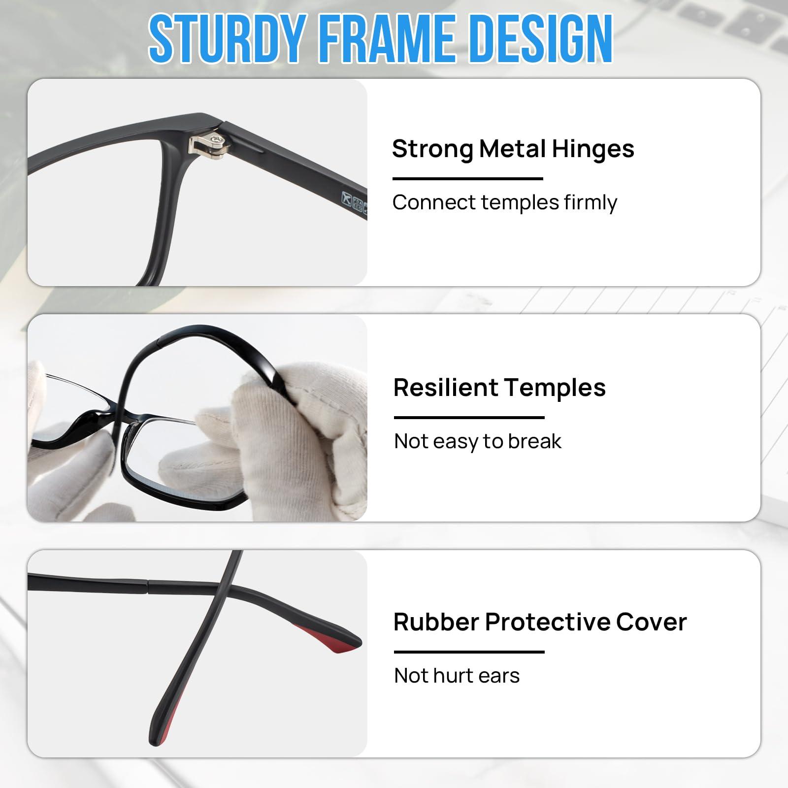 WEMOOTANTS WEMOOTANTS Reading Glasses 2.0 Men, with Outdoor Polarized Sunglasses Clip, Men's Rectangle Black Readers 3.0+