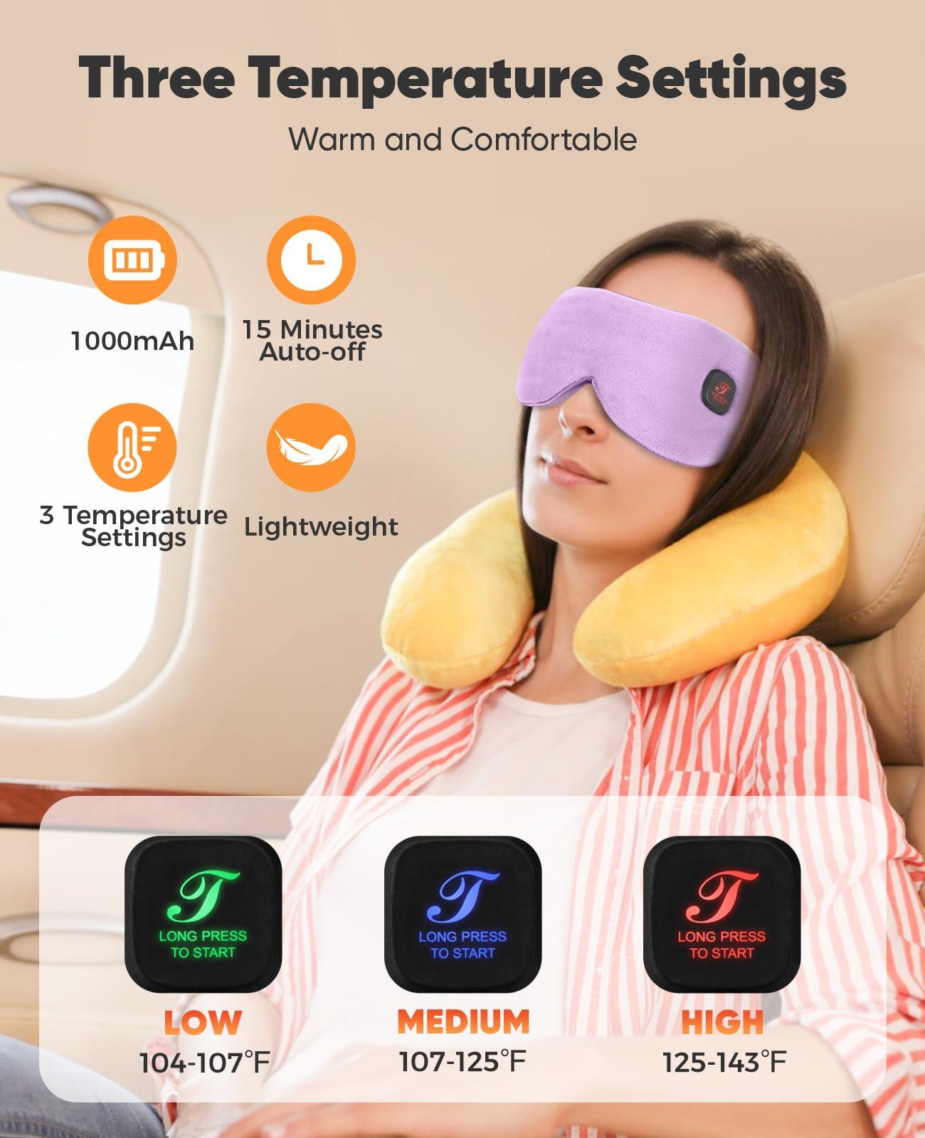 Telepepe Heated Eye Mask for Dry Eyes, Cordless Warm Eye Compress, Blepharitis, Styes, 1000mAh, Washable Cover, Gifts for Family and Friends, Travel (Purple)