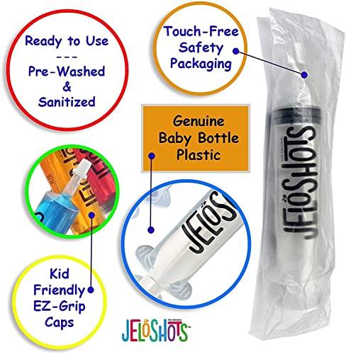 JeloShots Jello Shots Party Kit - American Flag Party Pack - Makes Over 50 (Large) 2oz Jello Shots - Includes Recipes eBook, Jello Shot Syringes, Mini Cups with Lids, Candy Belts, Knox & Dessert Gelatin