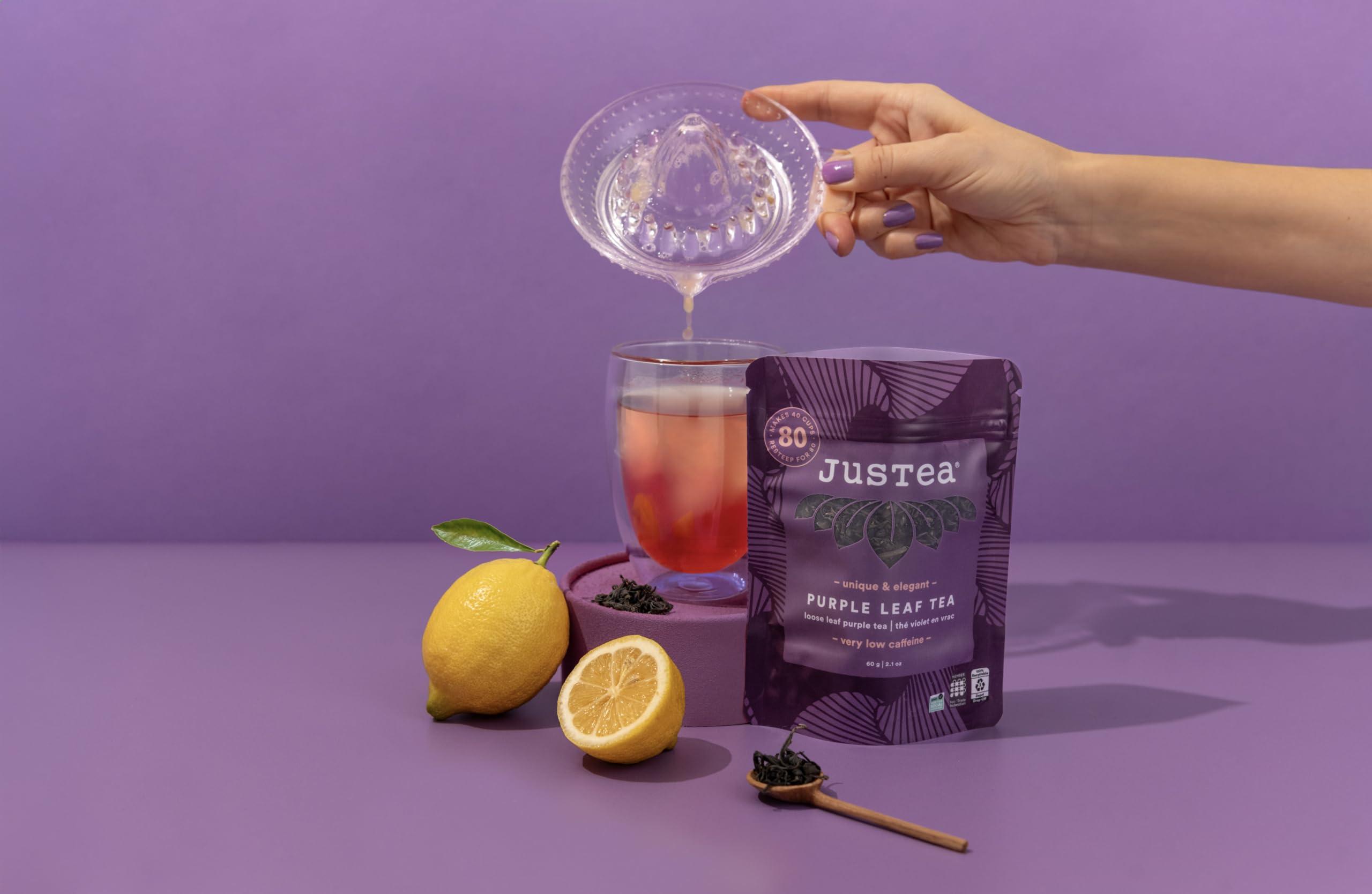 JusTea JusTea PURPLE LEAF TEA | Loose Leaf Purple Tea | Recyclable Refill Pouch | 40+ Cups (2.1oz) | Low Caffeine | Award-Winning | Fair Trade | Non-GMO