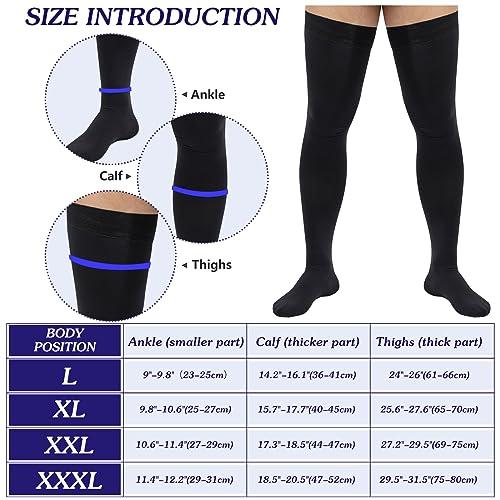 MGZTTHW Compression Socks, Men\'s Thigh High Compression Stockings, 20-30mmHg Compression Stockings with Non-slip silicone (XL)