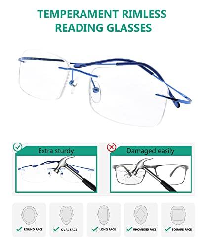 Eyekepper Eyekepper Titanium Rimless Reading Glasses Readers Women Blue +0.75