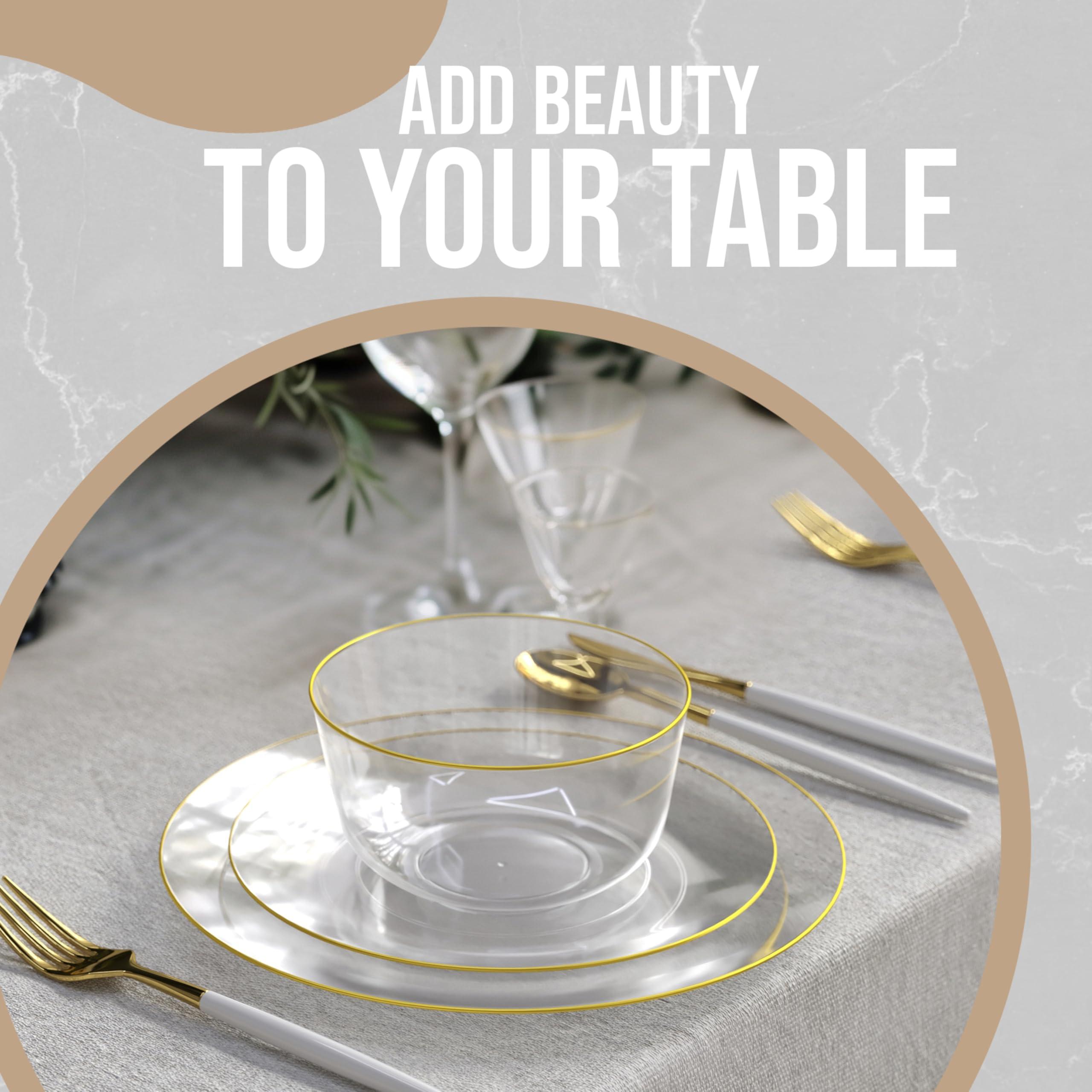 Trendables Trendables Plastic Bowls Disposable Bowls 24 Oz Bowl Set Of 10 Clear Gold Rimmed Fancy Plastic Serving Bowls Perfect Plastic Ice Cream Bowls Plastic Salad Bowls Plastic Candy Bowl