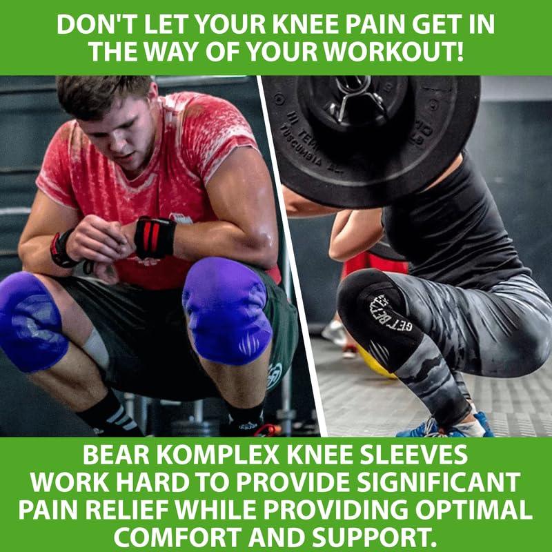 Bear KompleX Bear KompleX Compression Knee Sleeves, Fitness & Support for Workouts & Running. Sold in Pairs-Training, Weightlifting, Wrestling, Squats & Gym Use. 5mm&7mm Thick, Multicolor Options