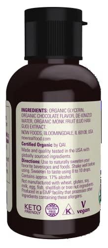 NOW NOW Foods, Organic Liquid Monk Fruit, Chocolate, Zero-Calorie Sweetener, 1.8-Ounce
