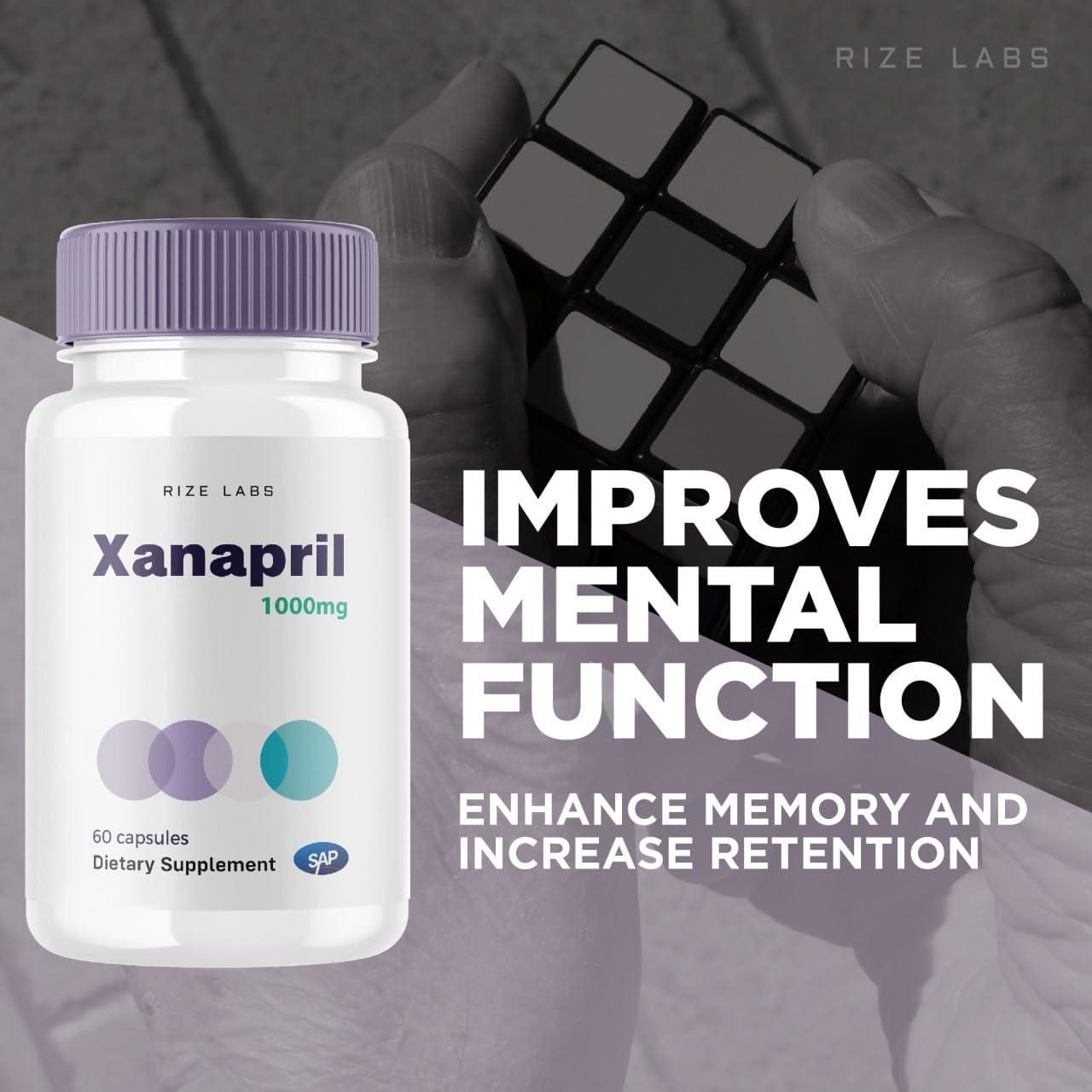 rize labs rize labs Xanapril Capsules, Xanapril for Better Sleep and Brain Care, Xanapril Advanced Maximum Formula, Xanapril Herbal Supplement, Xanapril Pastillas Review (60 Capsules)