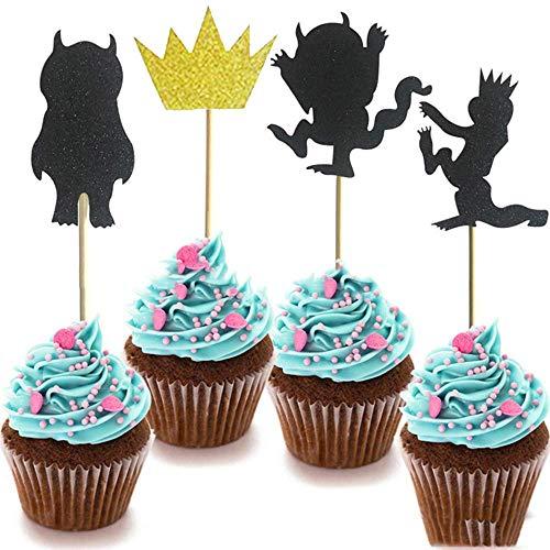 Finduat Finduat 36 Pack Where The Wild Things are Inspired Cupcake Toppers Kids Birthday Party Supplies Decorations And Cupcake Party