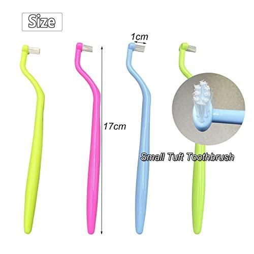 HRASY HRASY Orthodontic Toothbrush Small Tuft Toothbrush Tiny Compact Interspace Brush for Dental Implants, Braces and Teeth Detail Cleaning, 4 Pieces (4 Colors D)