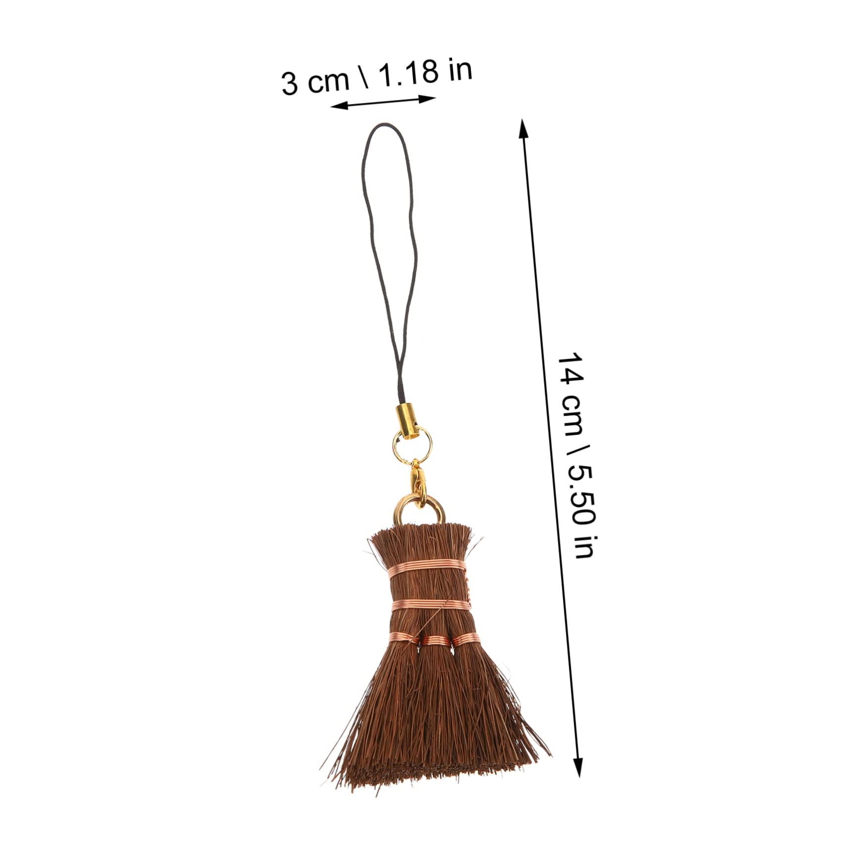 COLLBATH COLLBATH Small Broom Pendant Outdoor Keyboard Broom Duty Lint Remover Garage Whisk Dustpan Long Handle Upholstery Power Scrubber Sweeper Top Flash Wipes Home Soap Palm Brown Silk