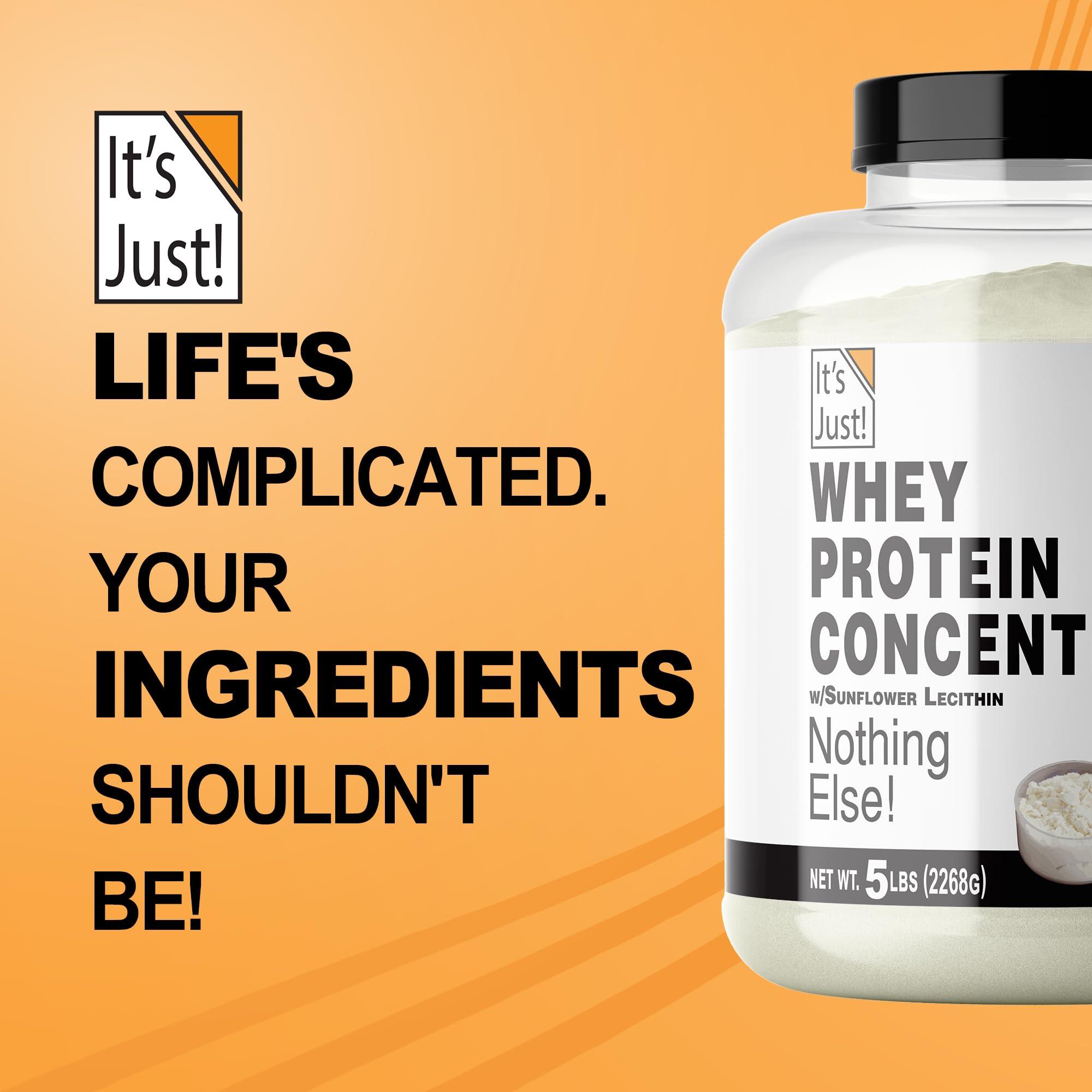 It\'s Just! It\'s Just! - 100% Whey Protein Concentrate, Made in USA, Premium WPC-80, No Added Flavors or Artificial Sweeteners (5 Pound, Unflavored)