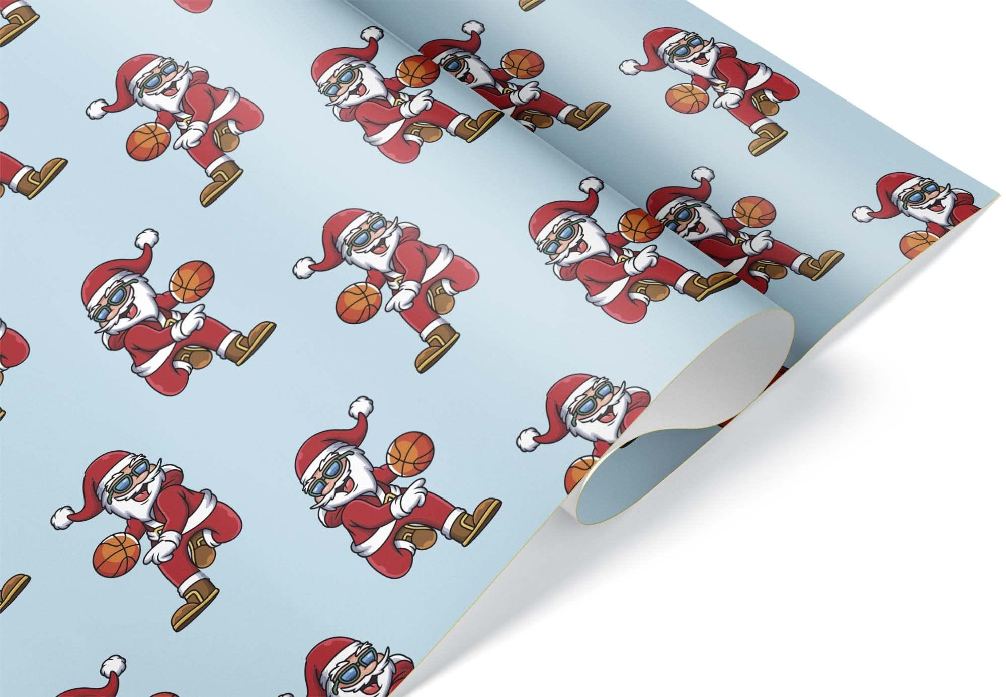 Generic Funny Santa Basketball Gift Wrap Thick Wrapping Paper Bball Christmas Holiday Party Decoration (12 foot x 30 inch roll)