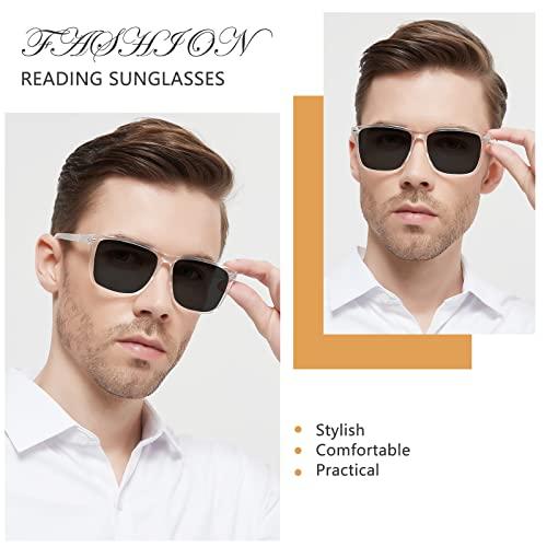 WEMOOTANTS WEMOOTANTS Men\'s Reading Sunglasses 2.75 Big Square Readers Glasses 100 125 150 175 200 225 250 275 300 350 400 Spring Hinges (Clear 2.75+)