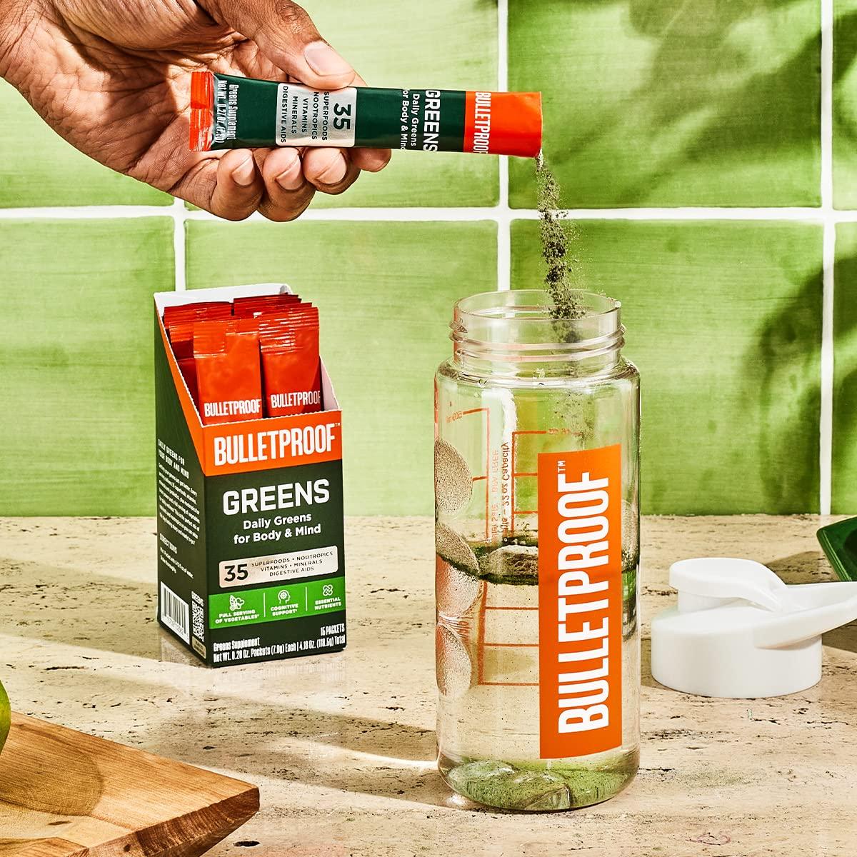 Bulletproof Bulletproof Greens Packets, 15 Count, Daily Greens Powder with Superfoods and Nootropics, Full Serving of Vegetables, Essential Nutrients