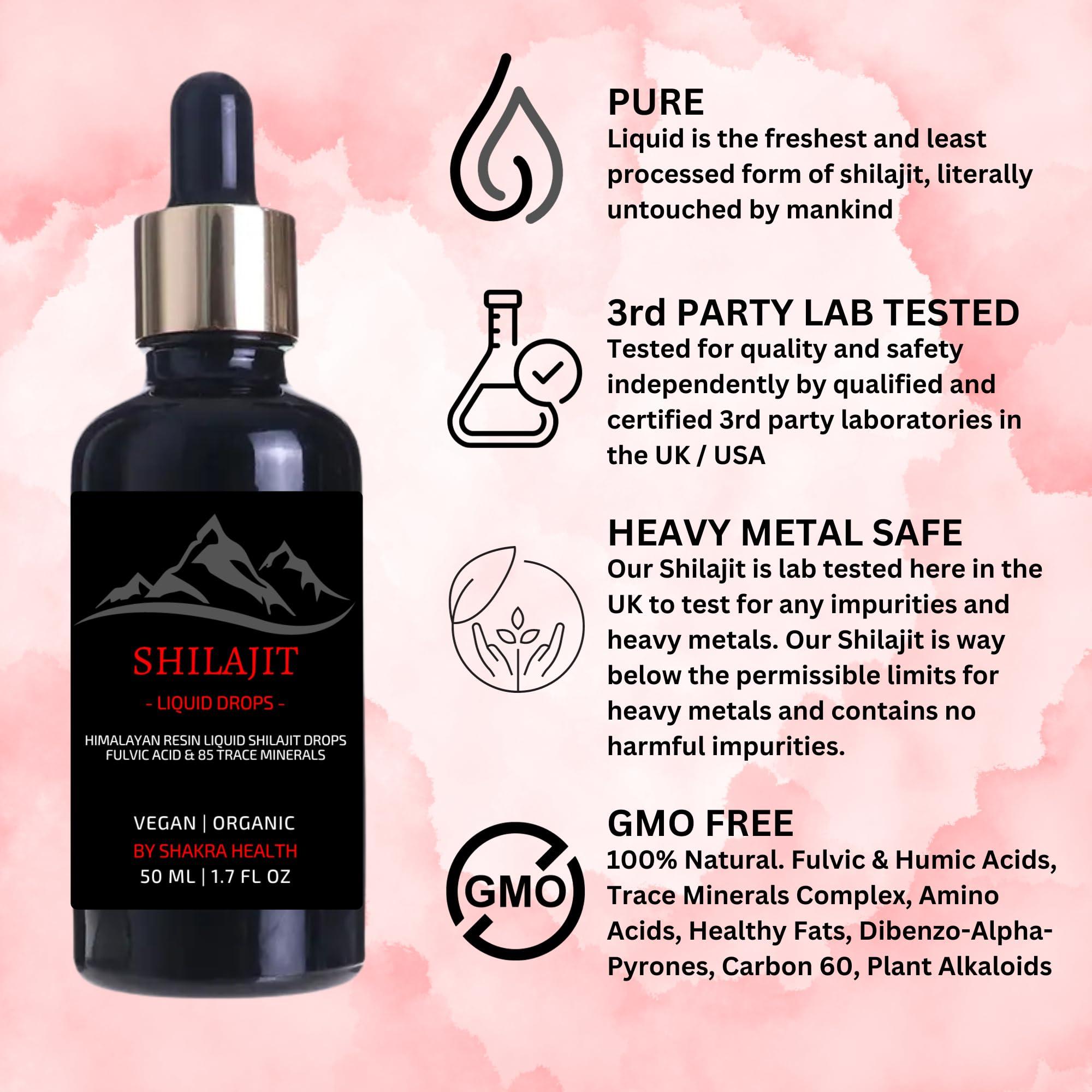 Shilajit Liquid Drops Shilajit Liquid Drops 50ml / 1.7fl oz Pure Himalayan Shilajit with Dropper. Authentic, Vegan & Organic, Fulvic Acid & Natural Trace Mineral Complex