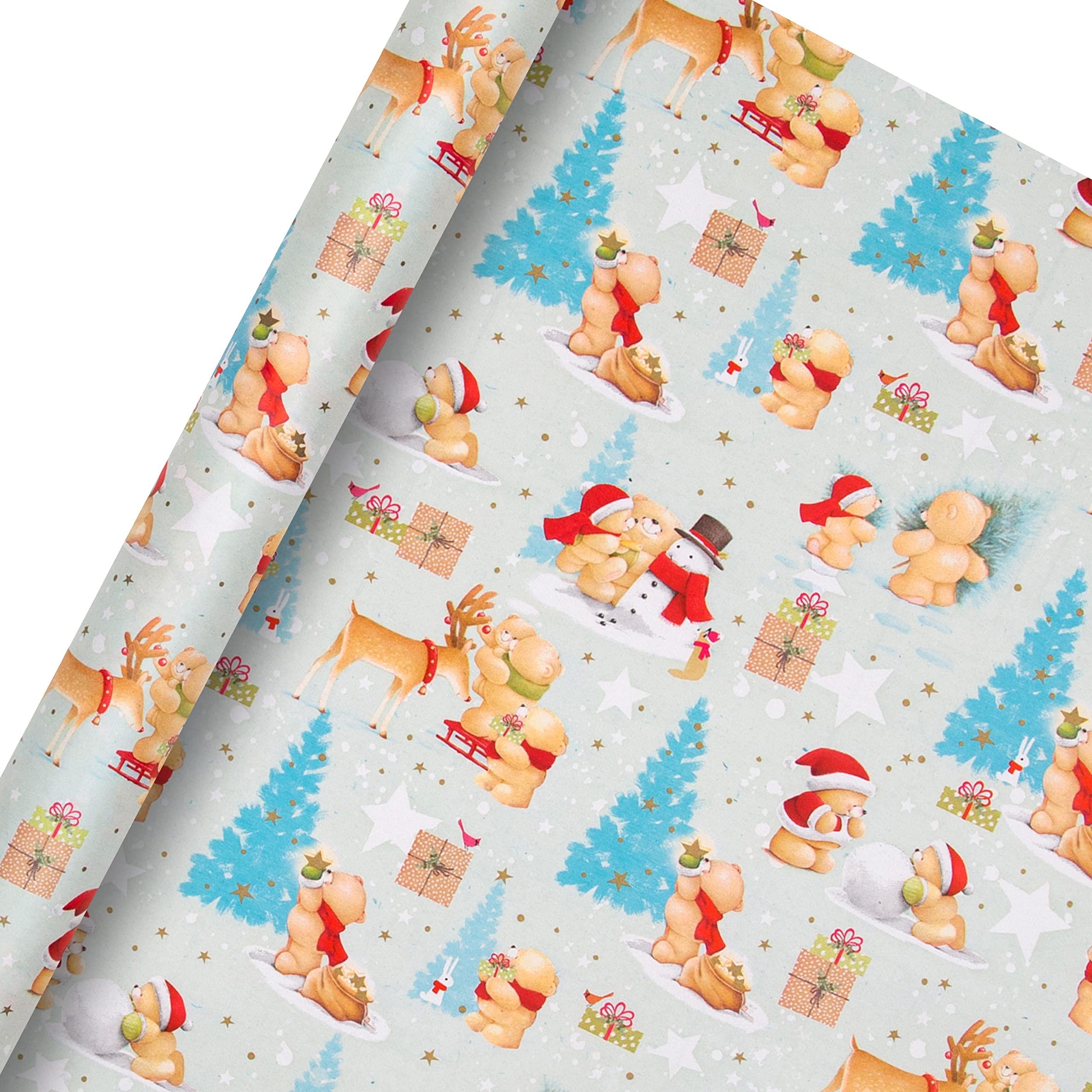 Hallmark Hallmark Forever Friends Christmas Wrapping Paper and Gift Tag Bundle - 3 Rolls of Paper in 1 Design with 3 Packs of 5 Gift Tags