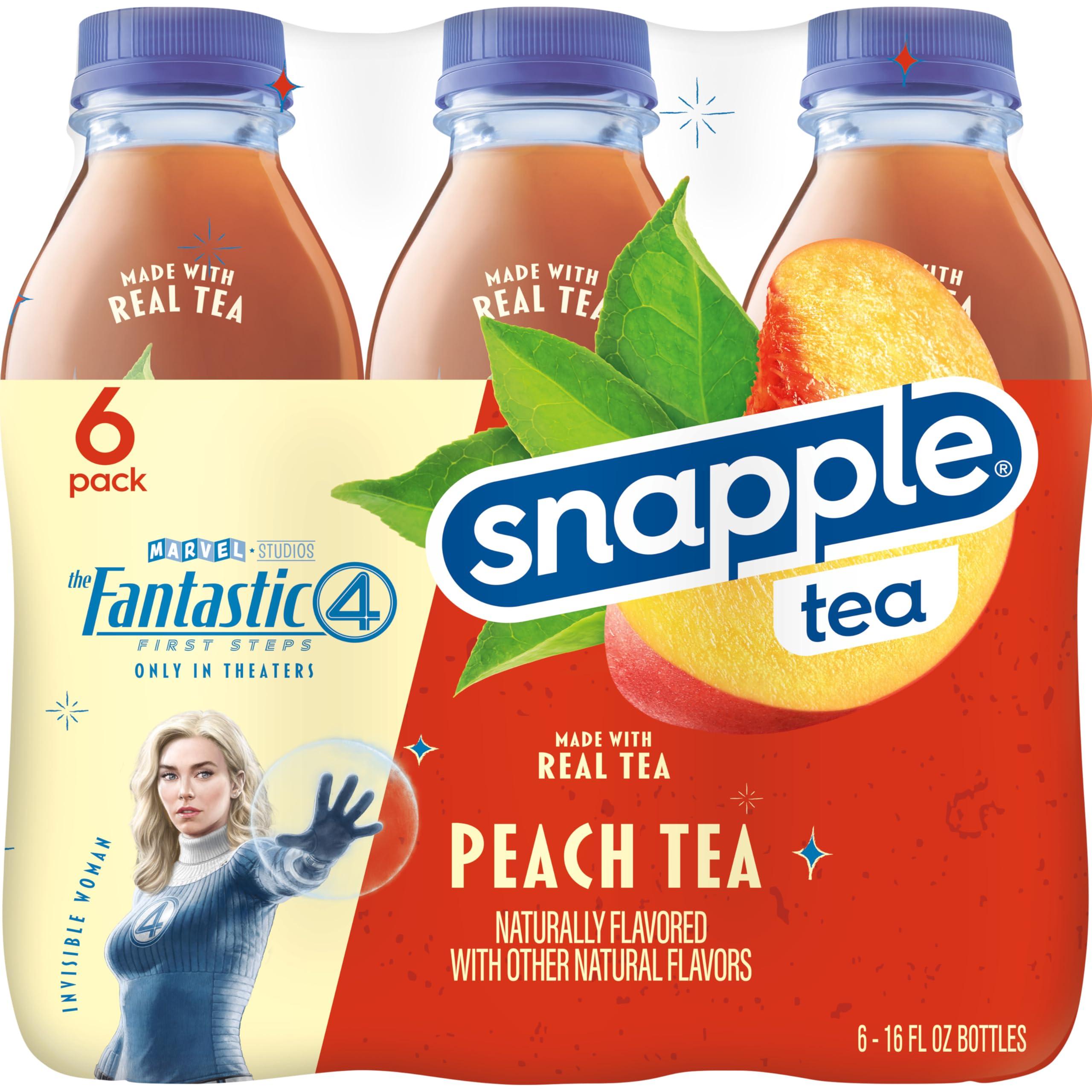 Snapple Snapple Peach Tea, 16 fl oz recycled plastic bottle, 6 pack
