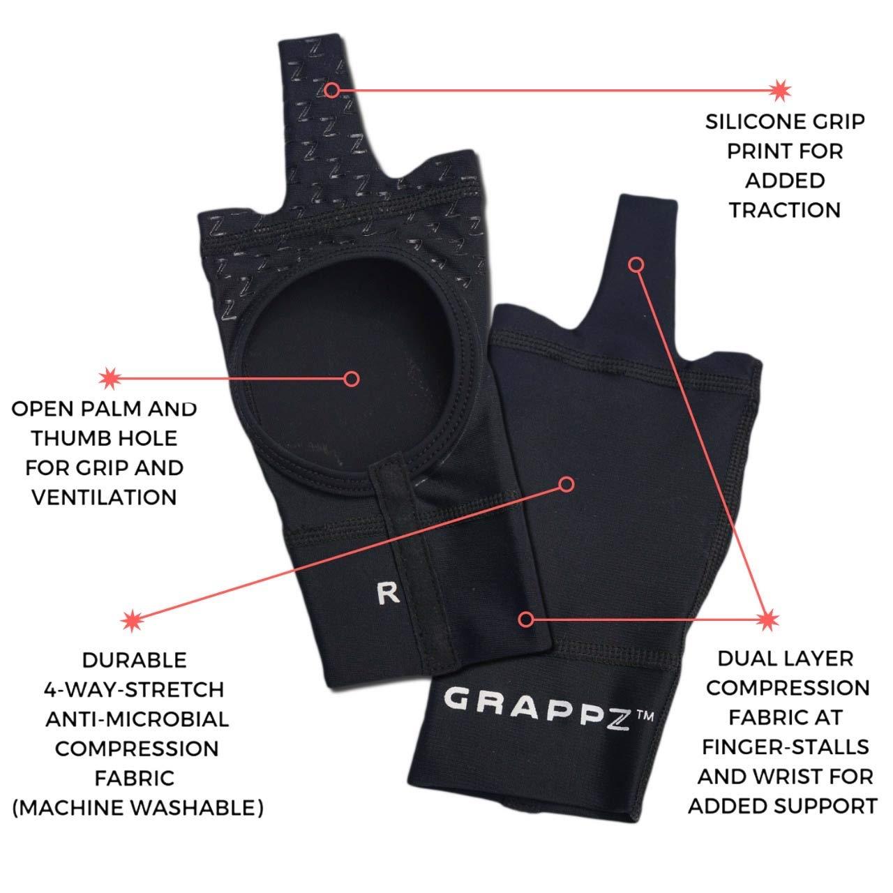 Grappz Grappz Multi-use Middle Finger Splint for Finger Support | Hand and Finger Brace Compression Gloves for Pain Relief & Protection from Injuries | Tape Alternative Athletic Gloves | Unisex-Black (Large)