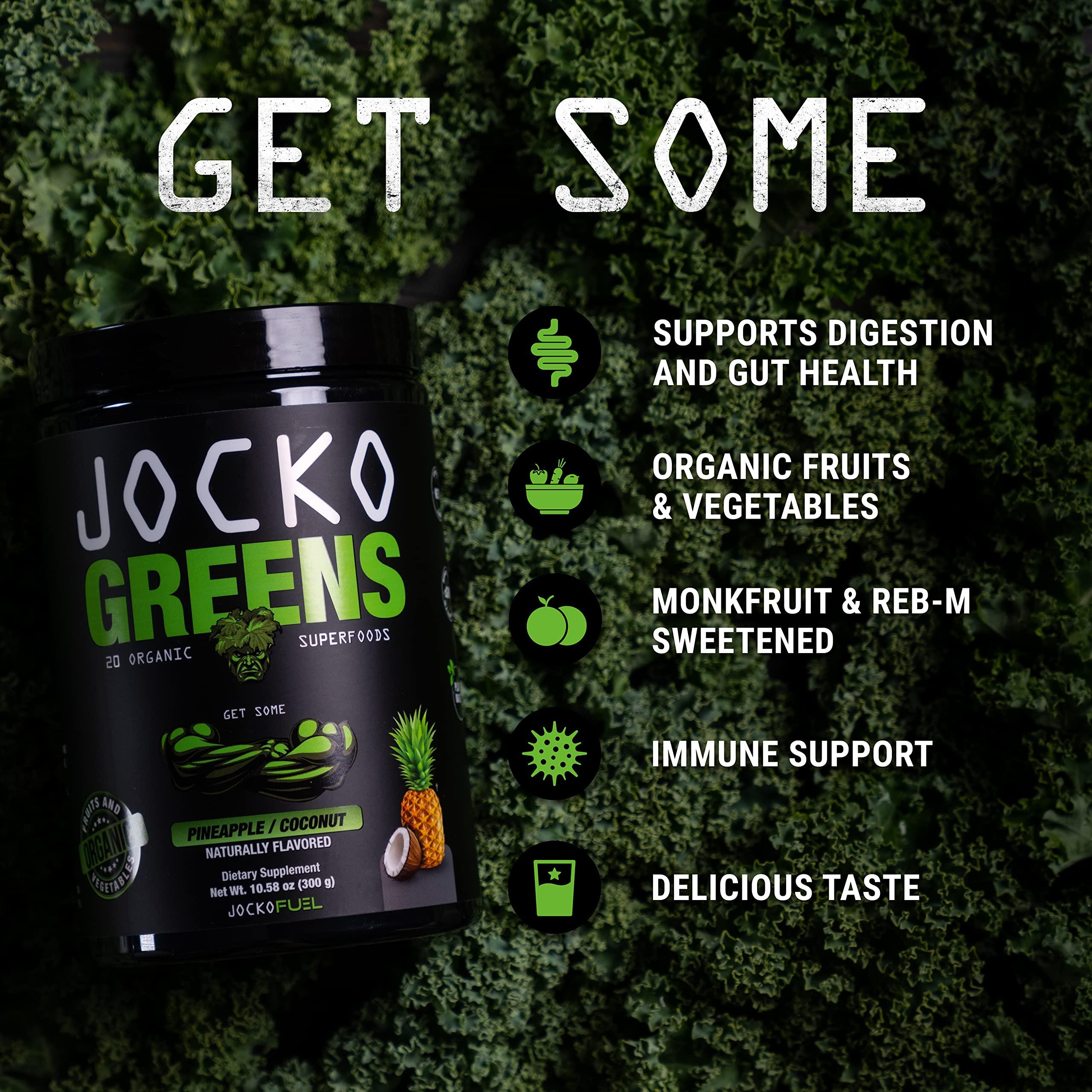 Jocko Fuel Jocko Fuel Greens Powder Bundle - Greens & Superfood Powder for Healthy Green Juice - Keto Friendly with Spirulina, Chlorella, Digestive Enzymes, & Probiotics - 60 Servings
