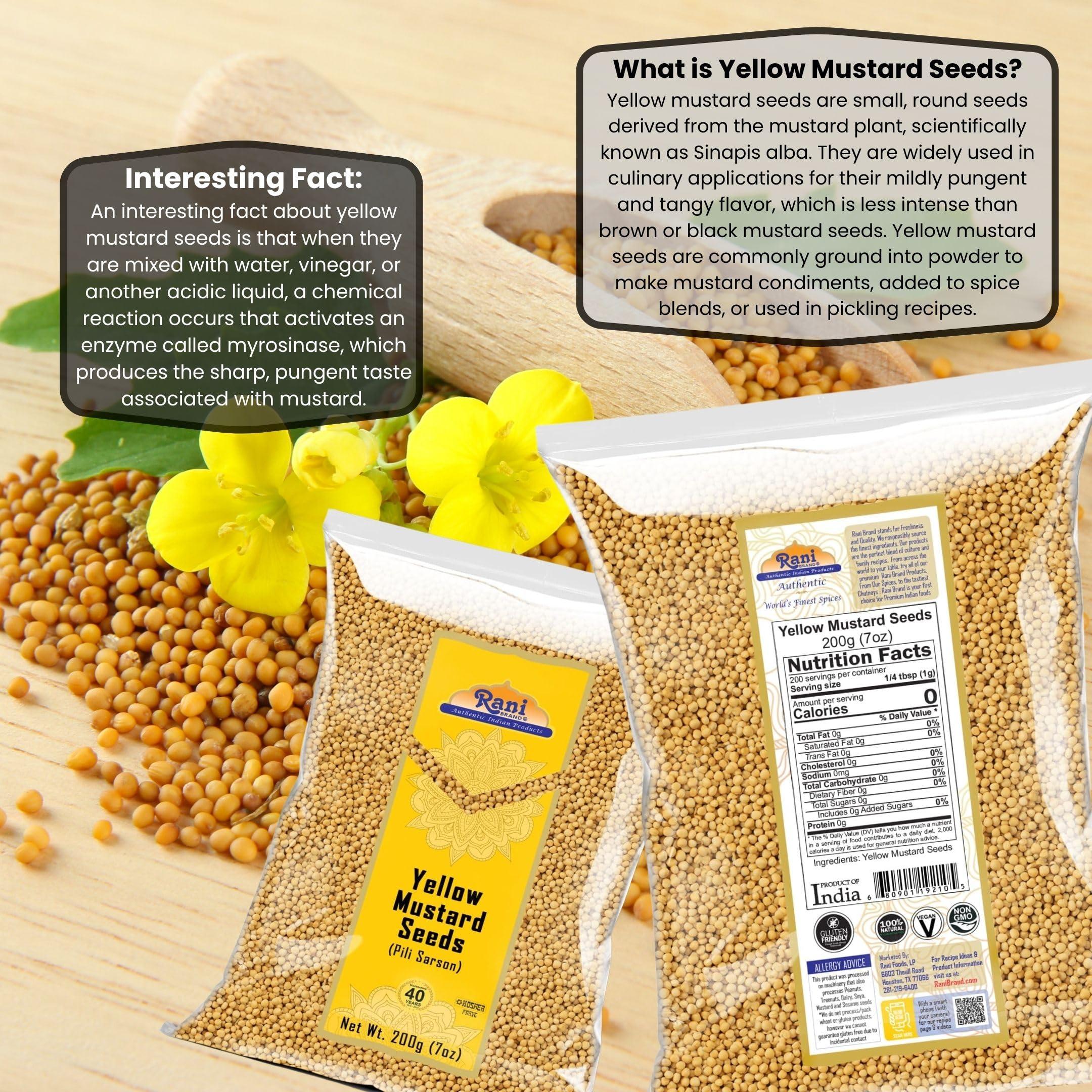 Rani Brand Authentic Indian Products Rani Yellow Mustard Seeds Whole Spice 7oz (200g) ~ All Natural | Vegan | Gluten Friendly | NON-GMO | Indian Origin