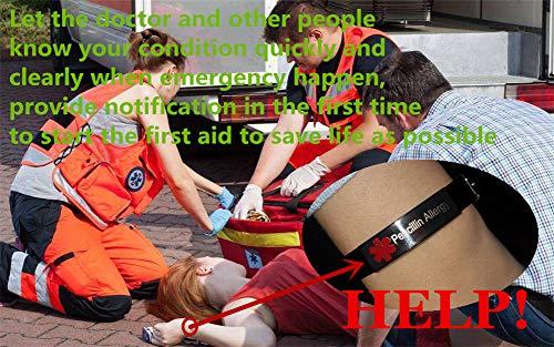 Sunling Sunling Custom Adjustable Silicon Medical Alert Food Allergy Awareness Bracelet for Women Men Kids,Free Engraving,Daily Life Emergency Saver for Son,Daughter,Parents