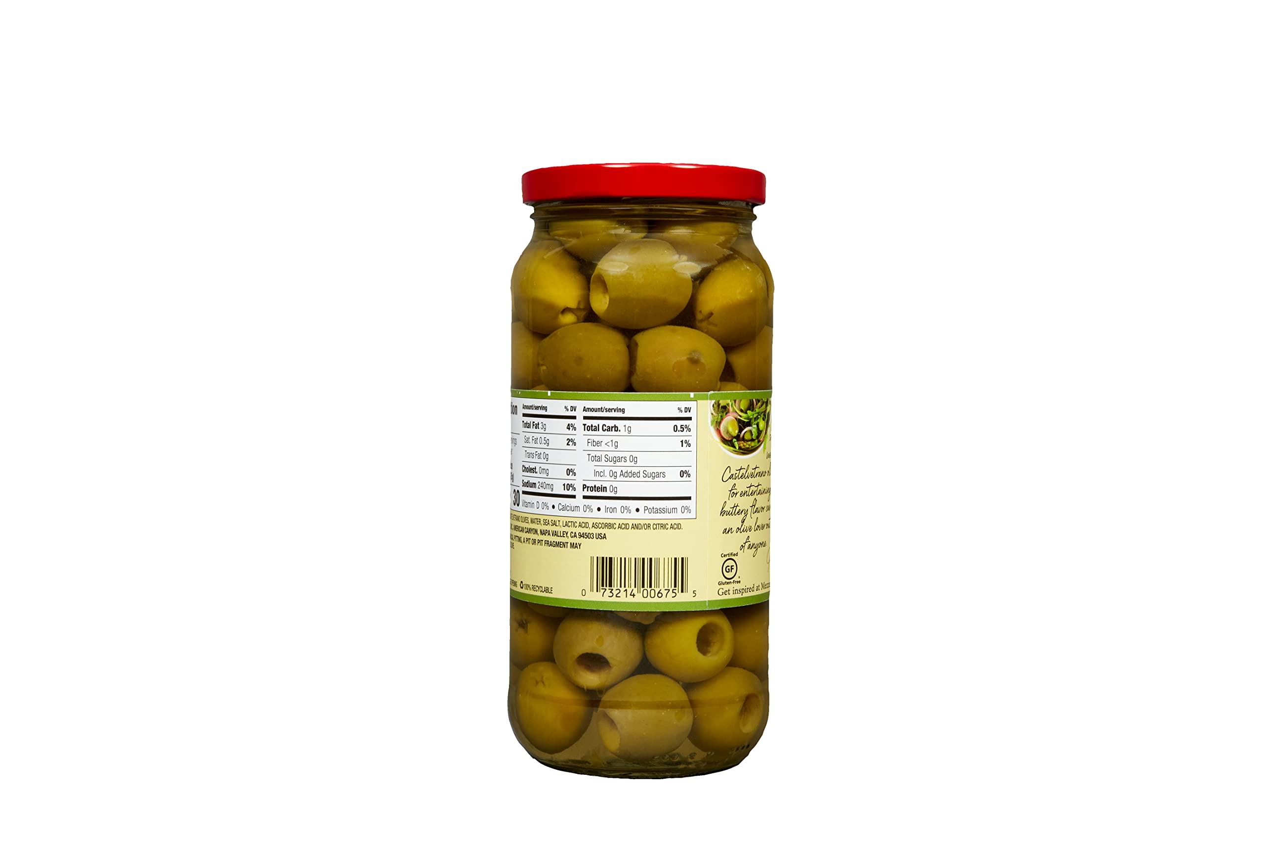 Mezzetta Mezzetta Pitted Italian Castelvetrano Olives | Non-GMO, Gluten Free, Keto | 8 Ounce Drained Weight Jar (Pack of 6)