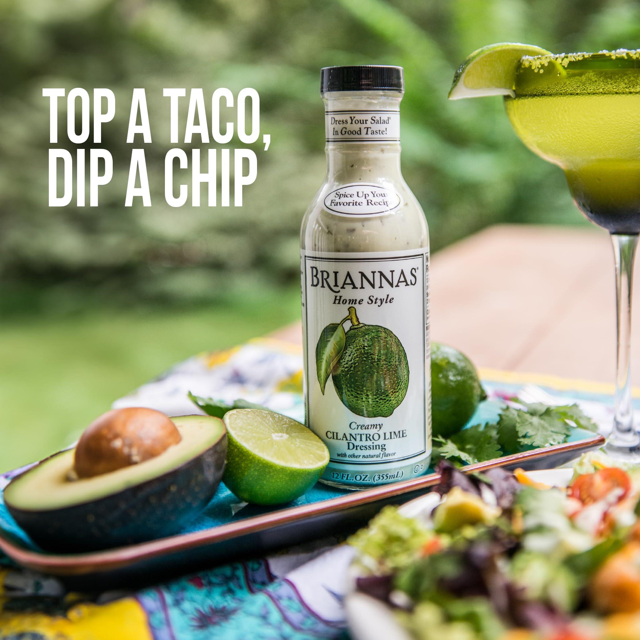 BRIANNAS BRIANNAS - Home Style Creamy Cilantro Lime Dressing Fine Salad Dressing made with Premium Ingredients - Gluten Free, Kosher, & Low Sugar - 12 oz. Bottle