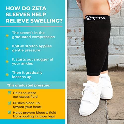 Zeta Wear Zeta Plus Size Leg Sleeve Support Socks - The Wide Calf Compression Sleeve Women Love for Its Amazing Fit, Cotton-Rich Comfort, Graduated Compression & Soothing Relief, 1 Pair, Size LXL, Blue