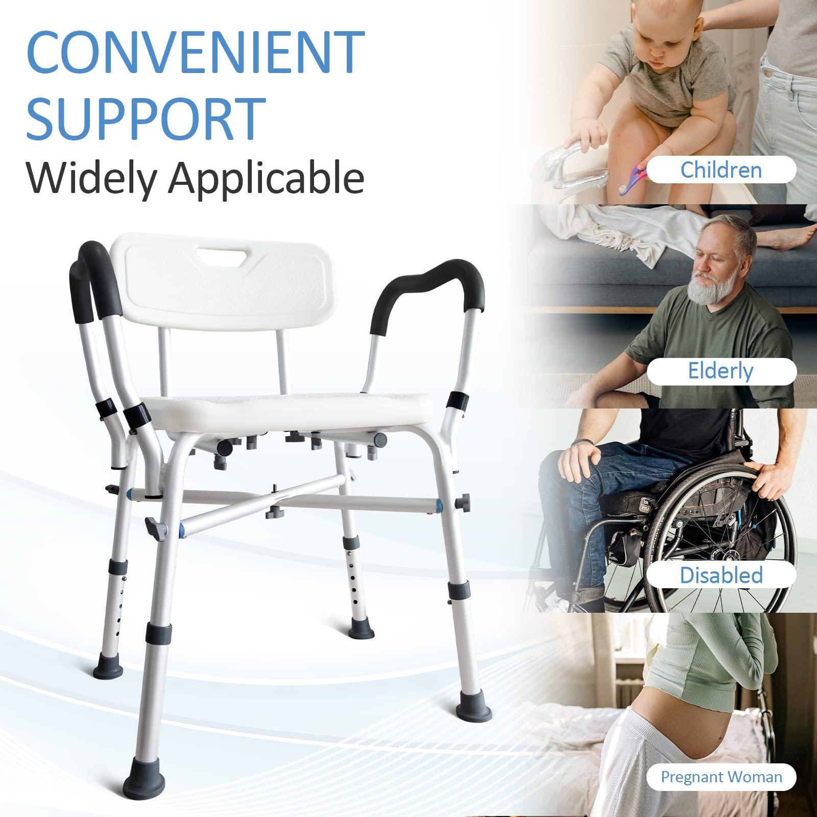 KingPavonini KingPavonini Shower Chair for Inside Shower, 550LBs Heavy Duty Bath Chair with Arms, Medical Shower Seat, Bath Stool Safety Shower Bench with Reinforced Crossing Bar for Elderly, Adults, Disabled