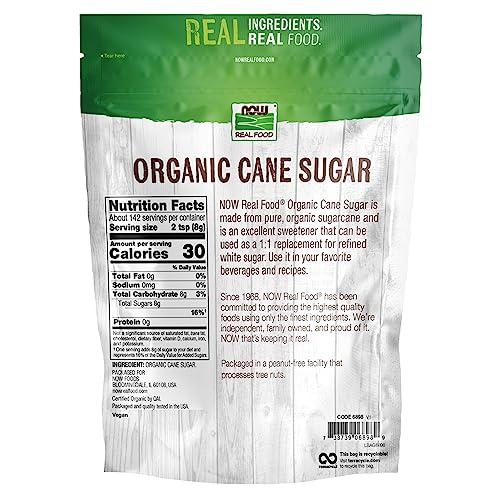 NOW NOW Foods, Certified Organic Cane Sugar, Powder from Pure Evaporated Cane Syrup, Excellent Substitute for Refined White Sugar, Certified Non-GMO, 2.5-Pound.