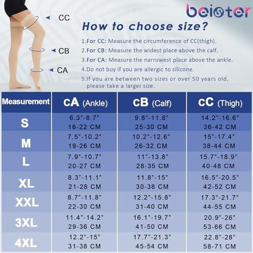 beister beister 15-20 mmHg Open Toe Medical Compression Stockings for Women Men, Thigh High Graduated Compression Socks with Dot Silicone Band, Support Circulation Pressure Stockings for Varicose Veins, Edema